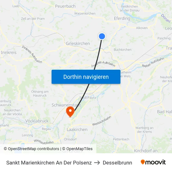 Sankt Marienkirchen An Der Polsenz to Desselbrunn map