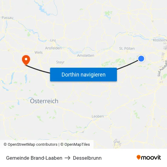 Gemeinde Brand-Laaben to Desselbrunn map