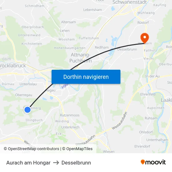 Aurach am Hongar to Desselbrunn map