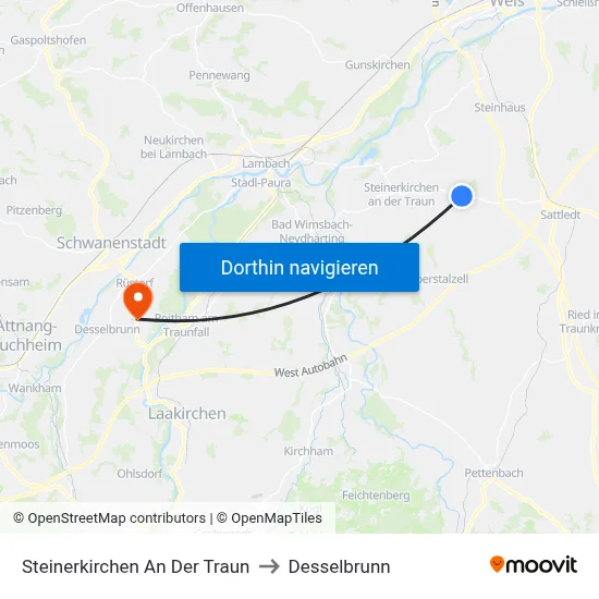 Steinerkirchen An Der Traun to Desselbrunn map