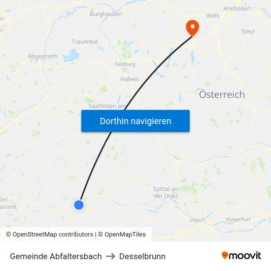 Gemeinde Abfaltersbach to Desselbrunn map