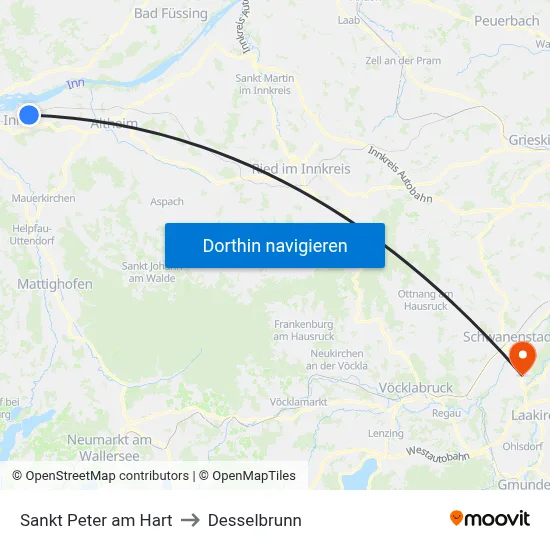 Sankt Peter am Hart to Desselbrunn map
