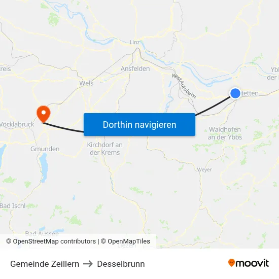 Gemeinde Zeillern to Desselbrunn map