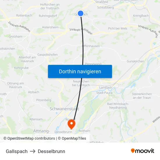 Gallspach to Desselbrunn map