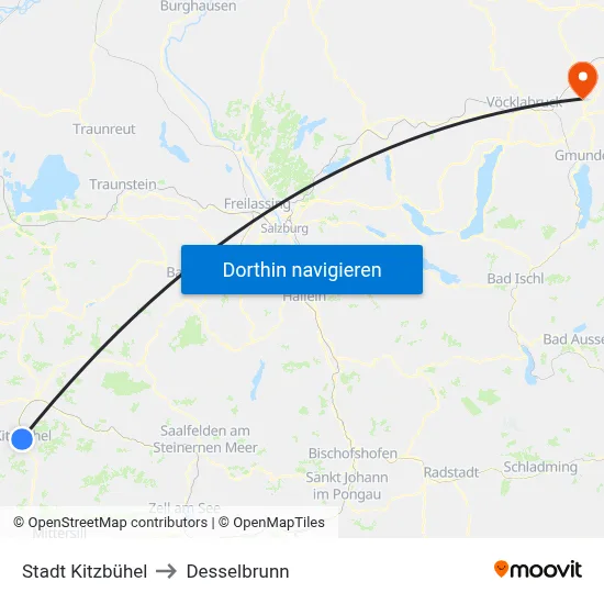 Stadt Kitzbühel to Desselbrunn map