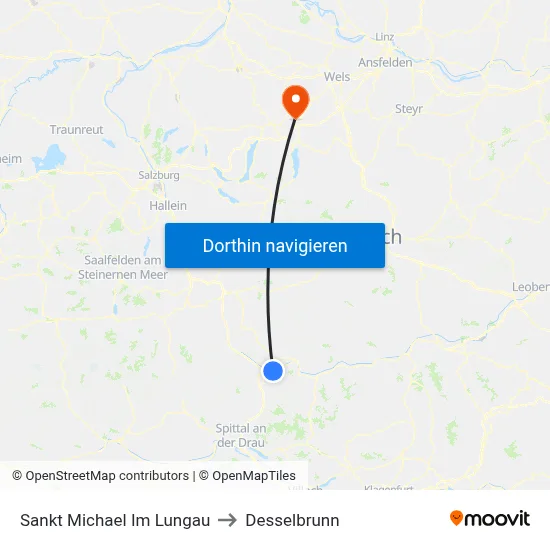 Sankt Michael Im Lungau to Desselbrunn map