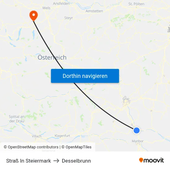Straß In Steiermark to Desselbrunn map