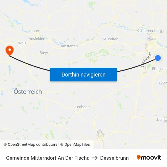 Gemeinde Mitterndorf An Der Fischa to Desselbrunn map