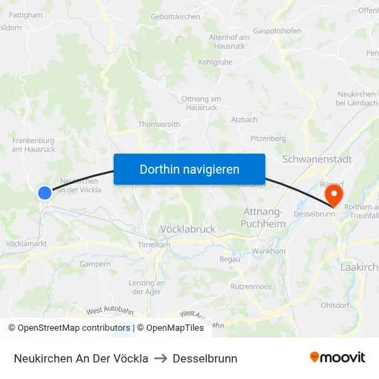 Neukirchen An Der Vöckla to Desselbrunn map