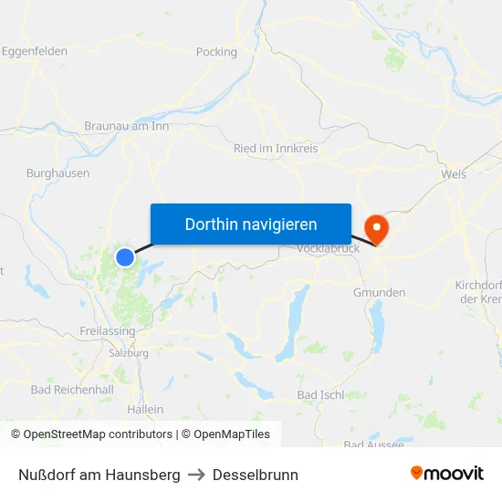 Nußdorf am Haunsberg to Desselbrunn map