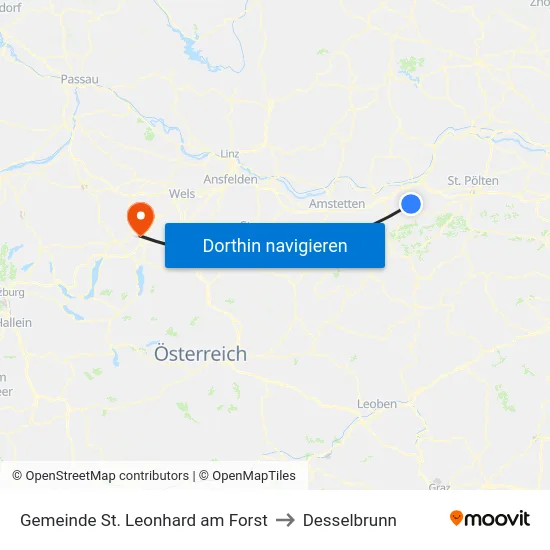 Gemeinde St. Leonhard am Forst to Desselbrunn map
