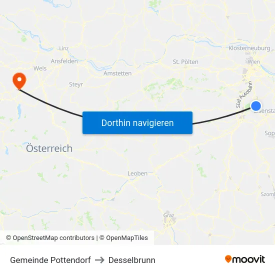Gemeinde Pottendorf to Desselbrunn map