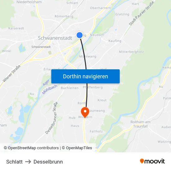 Schlatt to Desselbrunn map