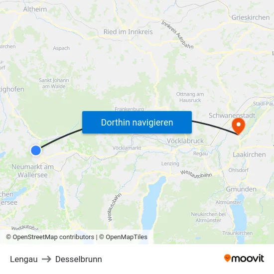 Lengau to Desselbrunn map