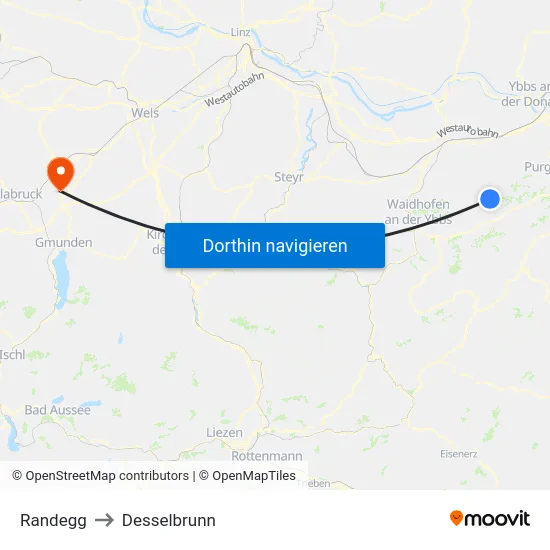 Randegg to Desselbrunn map