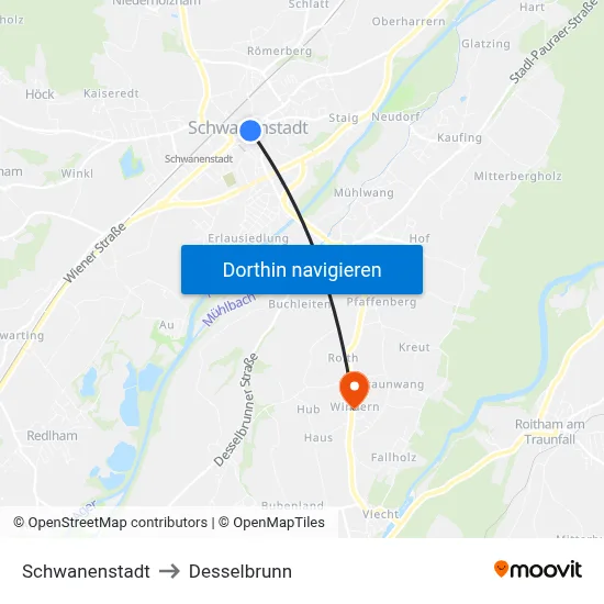 Schwanenstadt to Desselbrunn map