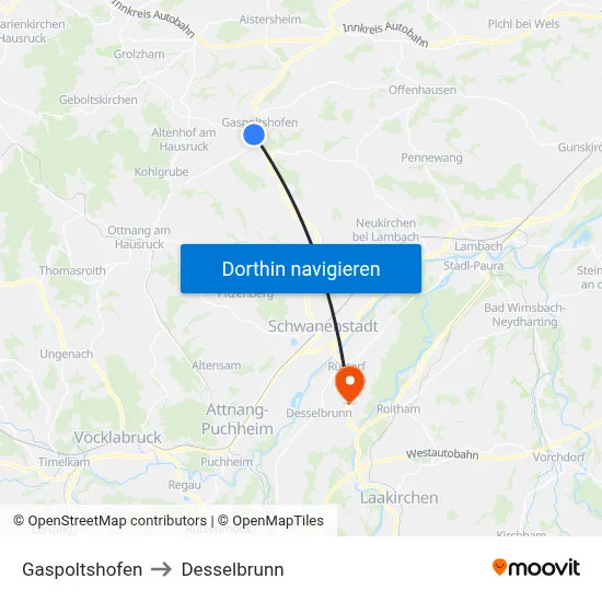 Gaspoltshofen to Desselbrunn map