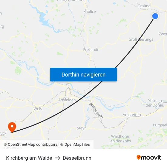 Kirchberg am Walde to Desselbrunn map