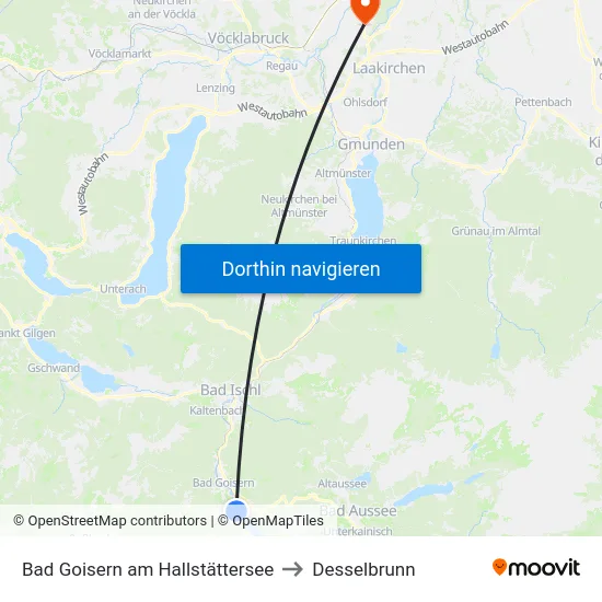 Bad Goisern am Hallstättersee to Desselbrunn map