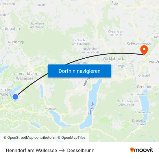 Henndorf am Wallersee to Desselbrunn map
