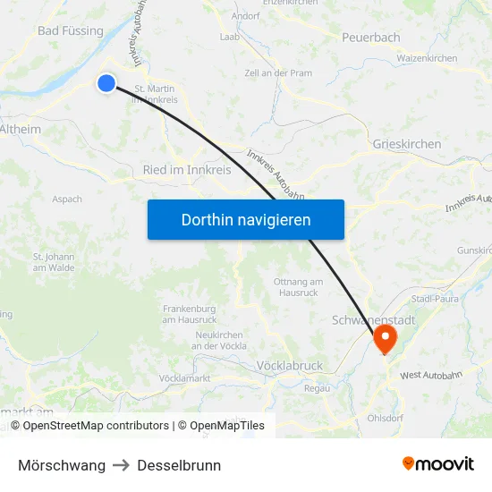 Mörschwang to Desselbrunn map