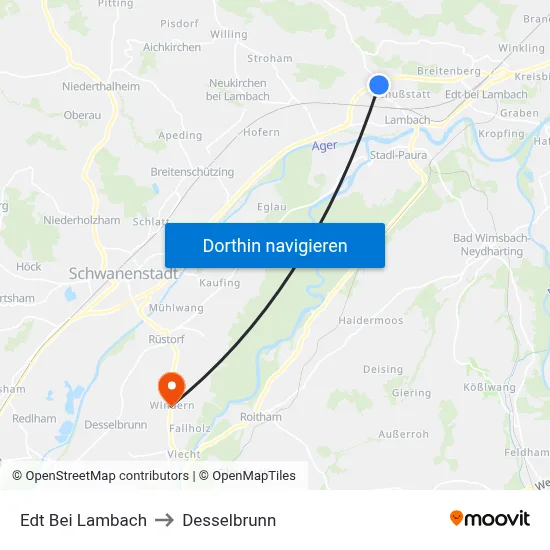 Edt Bei Lambach to Desselbrunn map