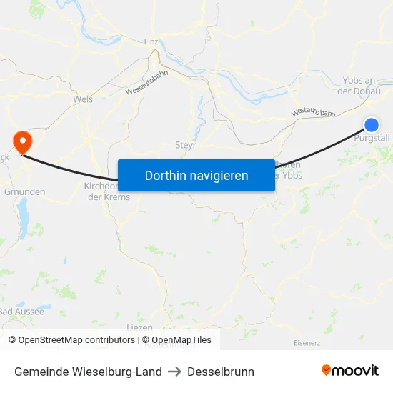 Gemeinde Wieselburg-Land to Desselbrunn map