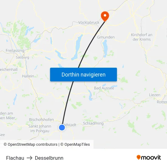 Flachau to Desselbrunn map