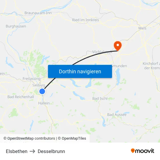 Elsbethen to Desselbrunn map