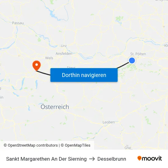 Sankt Margarethen An Der Sierning to Desselbrunn map