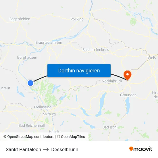Sankt Pantaleon to Desselbrunn map