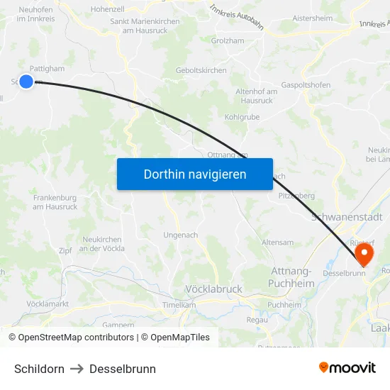Schildorn to Desselbrunn map