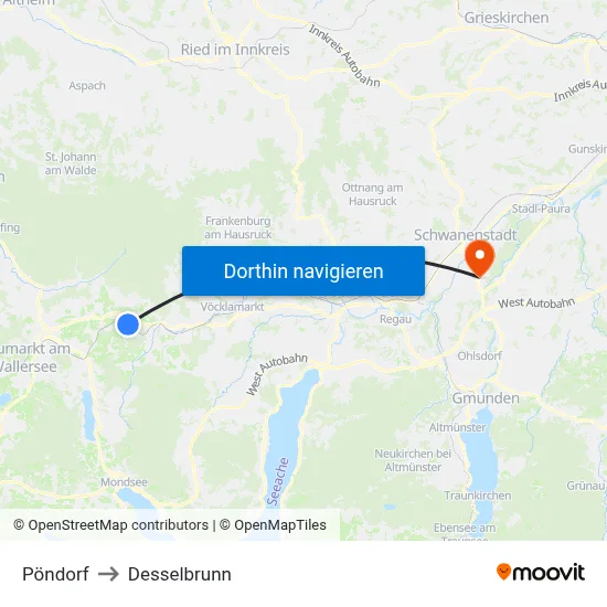 Pöndorf to Desselbrunn map