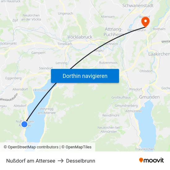 Nußdorf am Attersee to Desselbrunn map