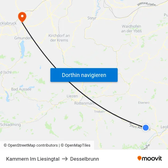 Kammern Im Liesingtal to Desselbrunn map