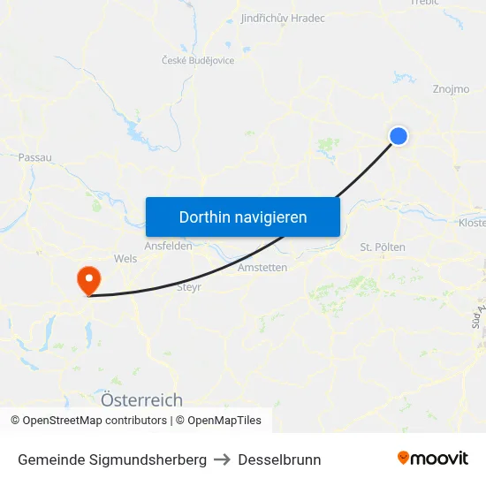 Gemeinde Sigmundsherberg to Desselbrunn map