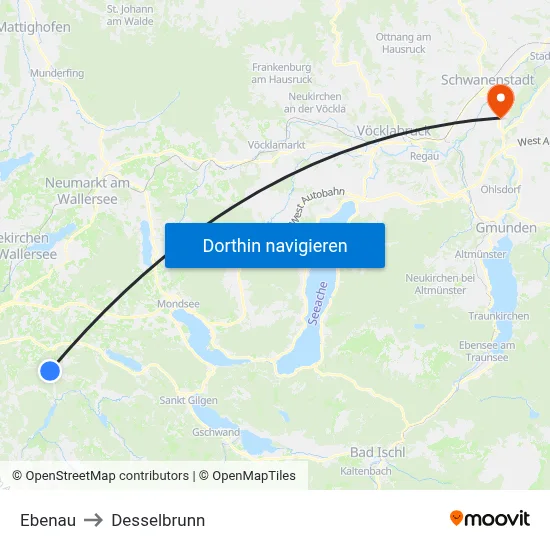 Ebenau to Desselbrunn map