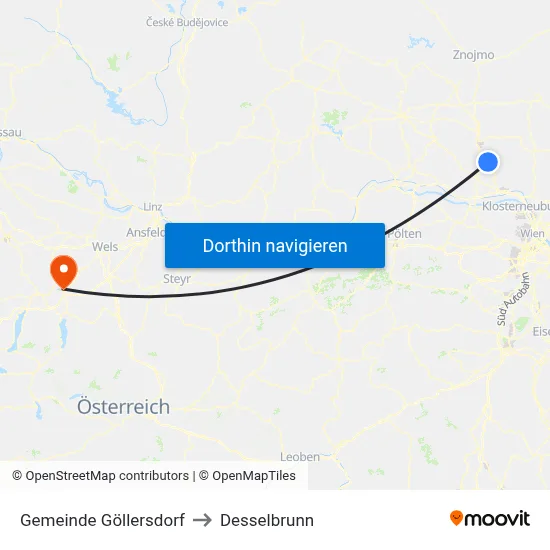 Gemeinde Göllersdorf to Desselbrunn map