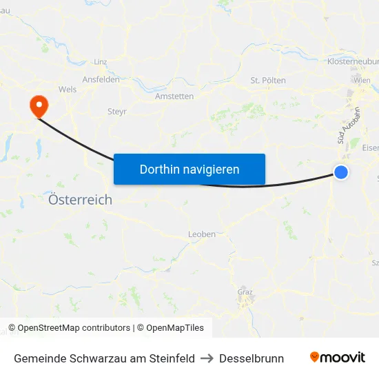 Gemeinde Schwarzau am Steinfeld to Desselbrunn map