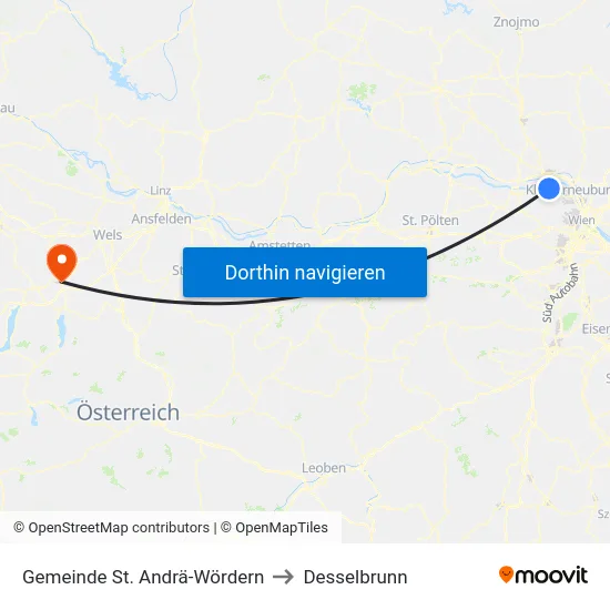 Gemeinde St. Andrä-Wördern to Desselbrunn map