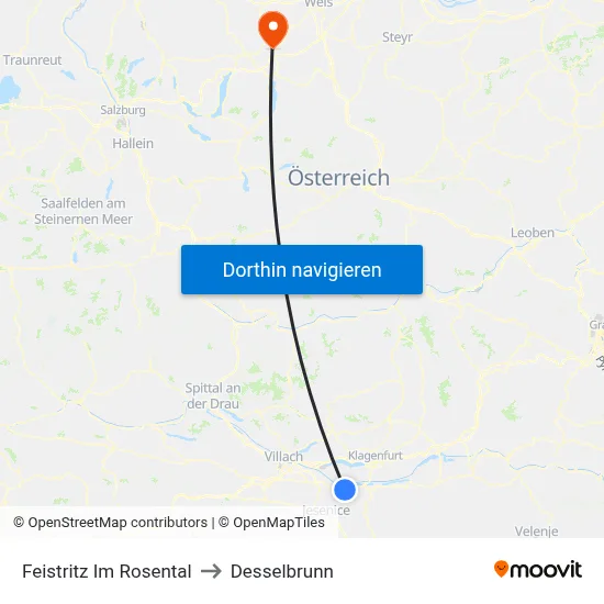 Feistritz Im Rosental to Desselbrunn map
