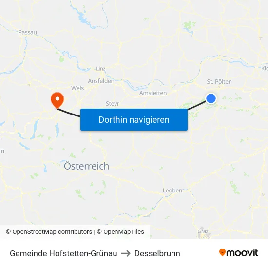 Gemeinde Hofstetten-Grünau to Desselbrunn map
