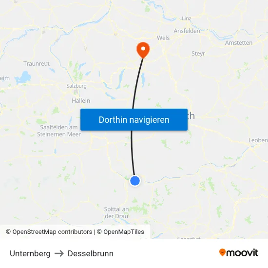 Unternberg to Desselbrunn map