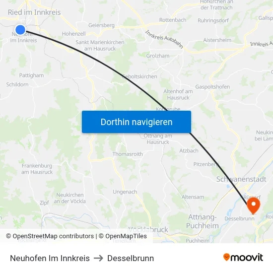 Neuhofen Im Innkreis to Desselbrunn map