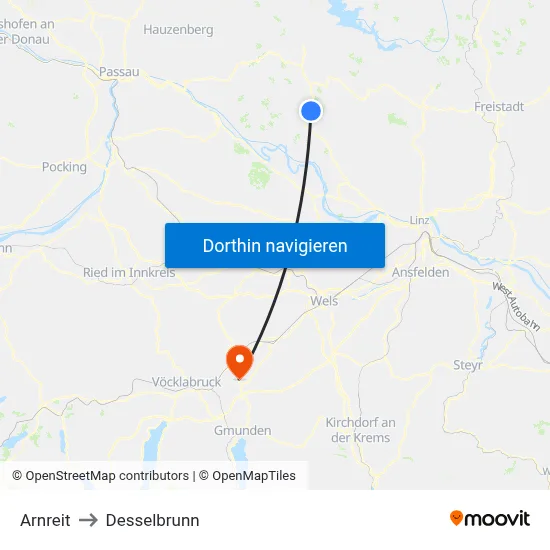 Arnreit to Desselbrunn map