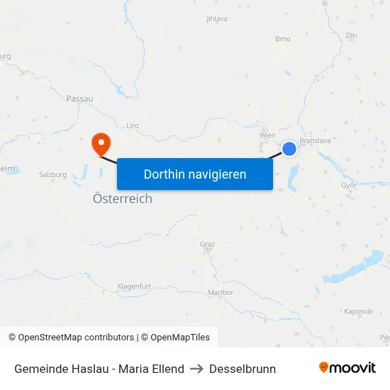 Gemeinde Haslau - Maria Ellend to Desselbrunn map