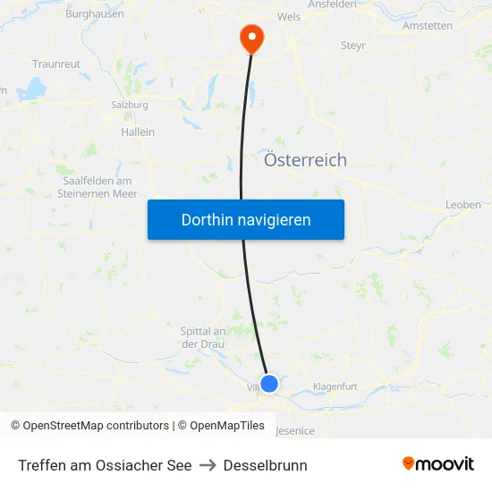 Treffen am Ossiacher See to Desselbrunn map
