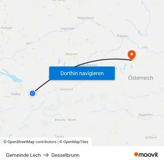 Gemeinde Lech to Desselbrunn map