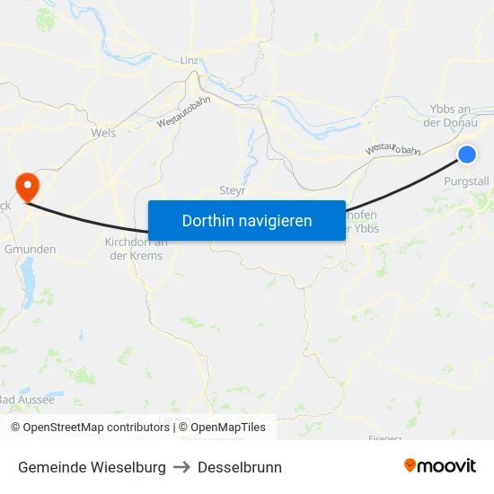 Gemeinde Wieselburg to Desselbrunn map