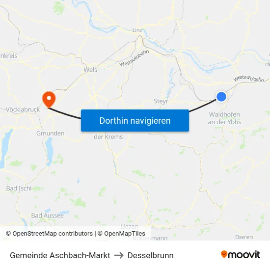 Gemeinde Aschbach-Markt to Desselbrunn map